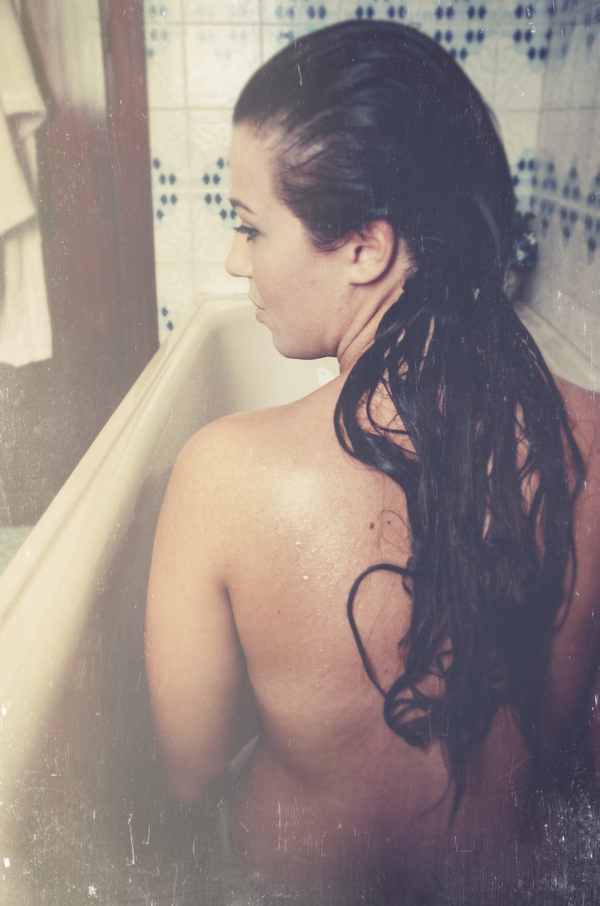 vrouw in bad